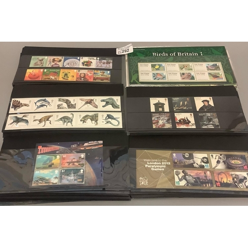 292 - Great Britain 2011 to 2018 collection of unmounted mint stamp sets and a few mini-sheets on black ca... 