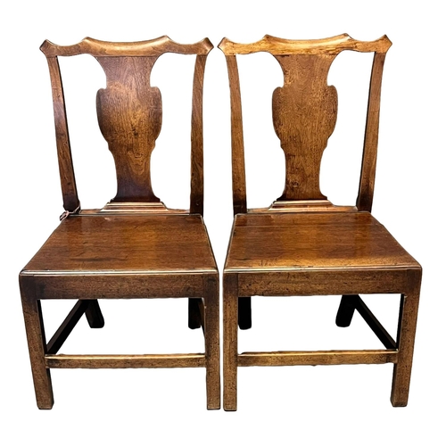 49 - Matched set of three 18th Century Welsh oak Chippendale style farmhouse dining chairs with pierced s... 