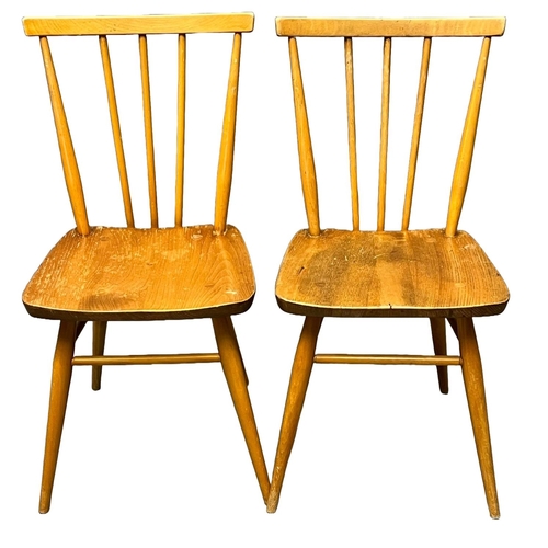 55 - A set of four Ercol elm and beech Goldsmith chairs, together with a pair of Ercol elm and beech Wind... 