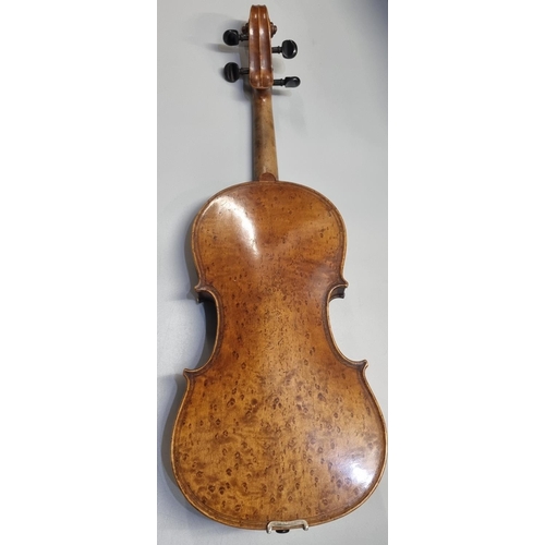 68 - 19th Century violin bearing internal label 'Giovan Baolo Diaggini', having bird's eye maple two piec... 