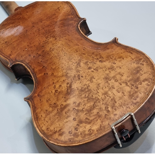 68 - 19th Century violin bearing internal label 'Giovan Baolo Diaggini', having bird's eye maple two piec... 