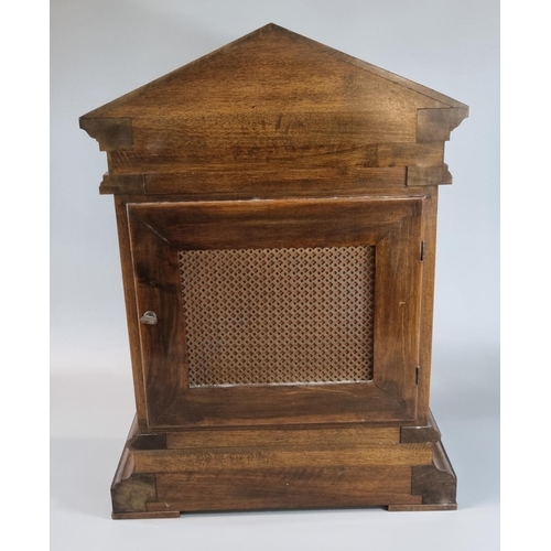 73 - Early 20th Century mahogany cased two train eight day architectural mantel clock in Romanesque style... 