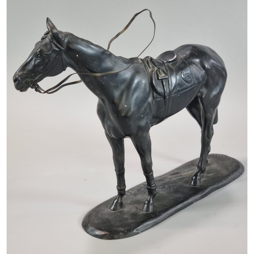 79 - Gaston D'Illiers (French 1876-1952), 'Avant La Course', equestrian study , signed. Patinated bronze.... 