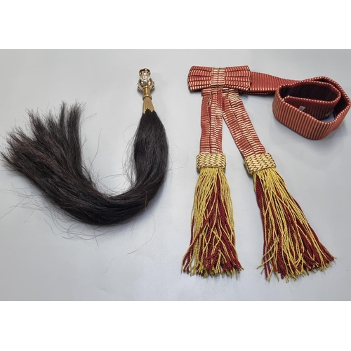 92 - A Household Cavalry black horsehair plume with brass screw fitting and associated crown and sceptre ... 