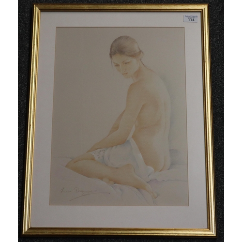 114 - Louisa Dominguez (20th century British), 'Nude Beauty', signed.  Pastels.  48x34cm approx.  Framed a... 