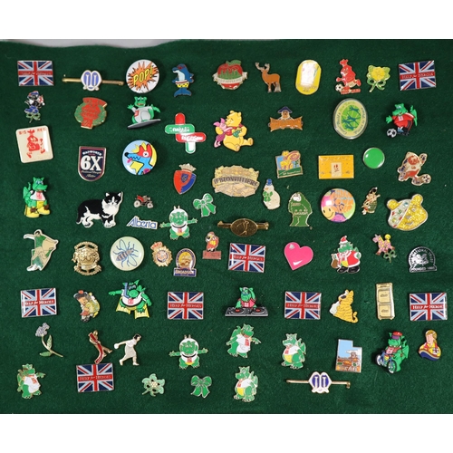 171 - Collection of various badges to include: Pop, Dragons, other animals, Union Jack flag etc.   (B.P. 2... 