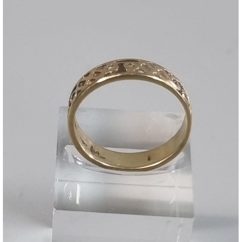 216 - 9ct gold Celtic design wedding band.  3.5g approx.  Size S1/2.   (B.P. 21% + VAT)