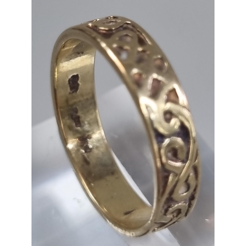 216 - 9ct gold Celtic design wedding band.  3.5g approx.  Size S1/2.   (B.P. 21% + VAT)