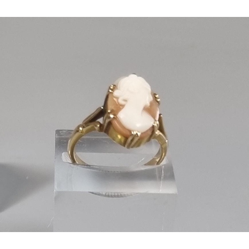 217 - 9ct gold cameo dress ring.  4.3g approx.  Size O.   (B.P. 21% + VAT)