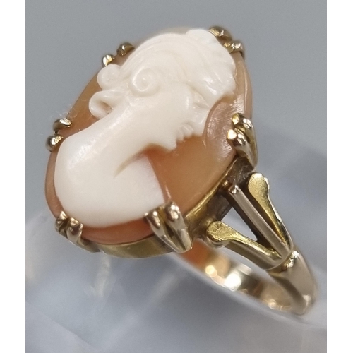 217 - 9ct gold cameo dress ring.  4.3g approx.  Size O.   (B.P. 21% + VAT)