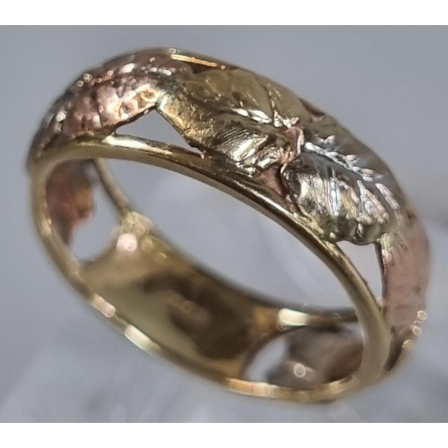 219 - 9ct gold in Clogau style ring.  2.3g approx.  Size P.   (B.P. 21% + VAT)