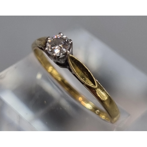 225 - 18ct gold diamond solitaire ring.  2.3g approx.  Size P.   (B.P. 21% + VAT)