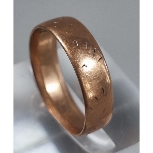 226 - 9ct rose gold wedding band.  2.4g approx.  Size K.   (B.P. 21% + VAT)