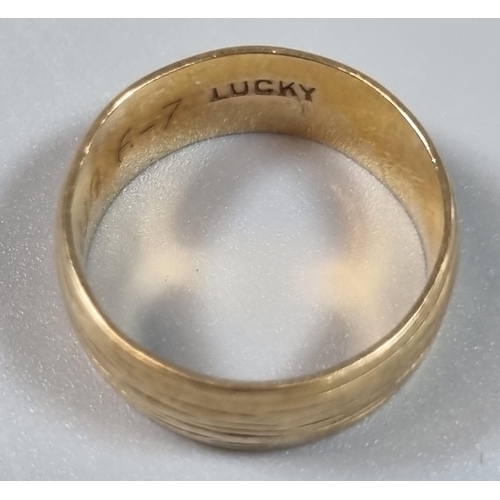 234 - 9ct gold wedding band.  3.8g approx.  Size I.   (B.P. 21% + VAT)