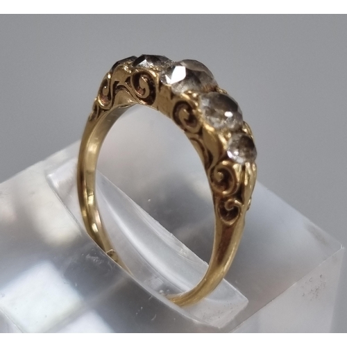 244 - 18ct gold five stone diamond ring.  2.9g approx.  Size I1/2.   (B.P. 21% + VAT)