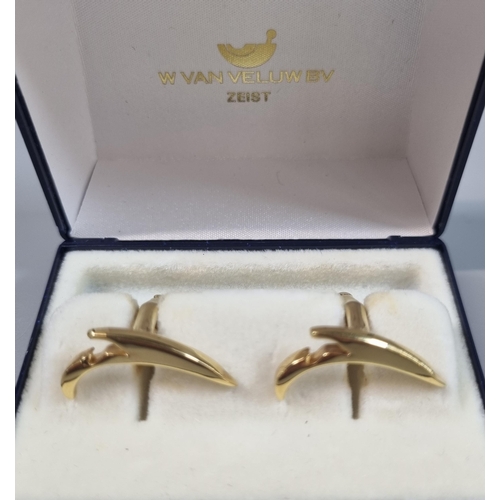 263A - Pair of 14ct gold W Van Veluw BV Zeist cufflinks.  9.5g approx.   (B.P. 21% + VAT)