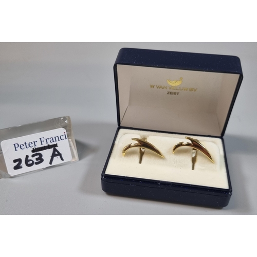 263A - Pair of 14ct gold W Van Veluw BV Zeist cufflinks.  9.5g approx.   (B.P. 21% + VAT)