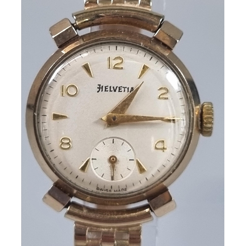 275 - Helvetia 9ct gold ladies bracelet wristwatch with Arabic and baton numerals to the satin face with s... 