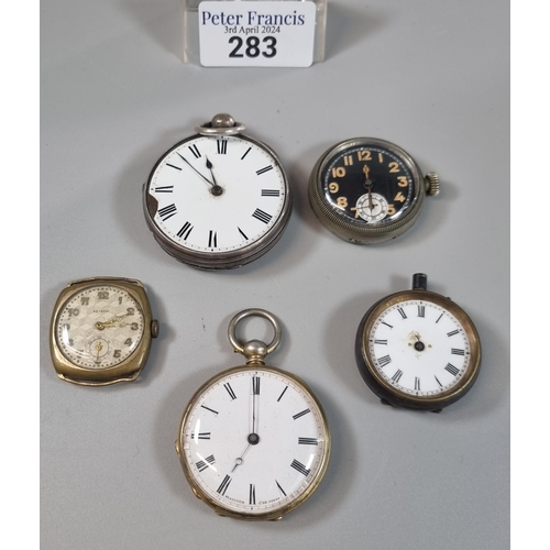 283 - Group of assorted pocket and wristwatches various, including: silver keyless open faced pocket watch... 