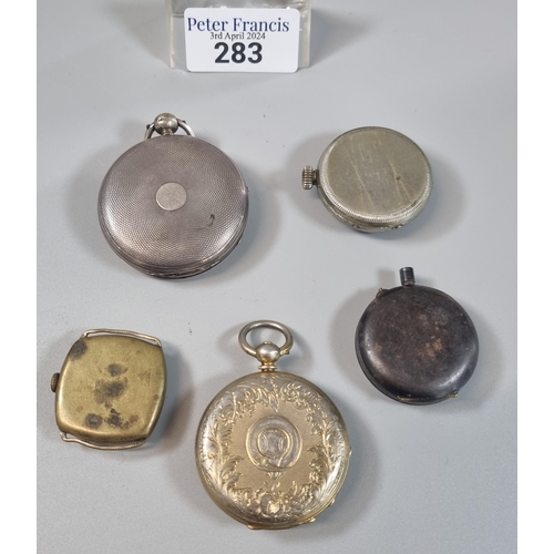 283 - Group of assorted pocket and wristwatches various, including: silver keyless open faced pocket watch... 