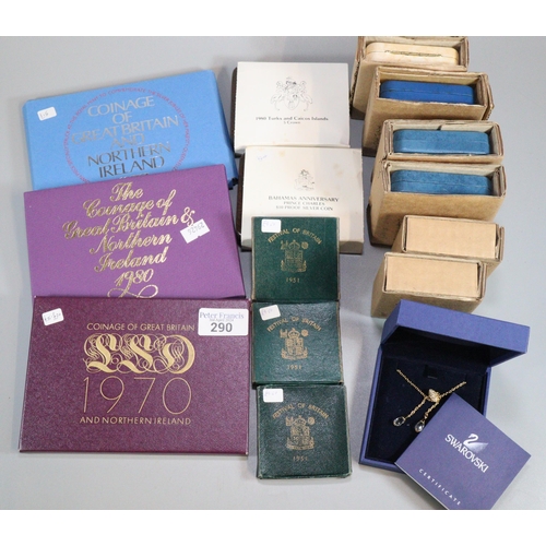 290 - Collection of coinage to include: Bahamas Anniversary Prince Charles Ten Dollar proof silver coin, 1... 