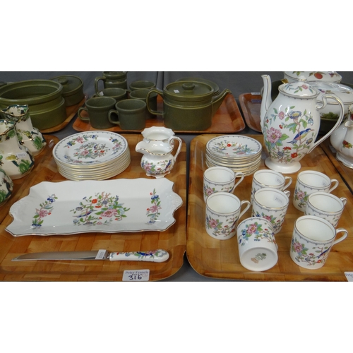 316 - Two trays of Aynsley 'Pembroke' design English fine bone china to include: 28 piece coffee set, rect... 