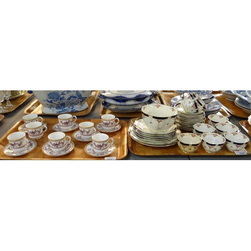 334 - Two trays of china; one tray of Crescent china rose design teaware and a tray of Royal Worcester flo... 