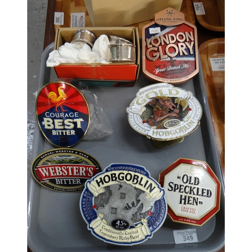 349 - Collection of vintage advertising beer pump clips including; Witchwood Brewery Hobgoblin, Moorland O... 