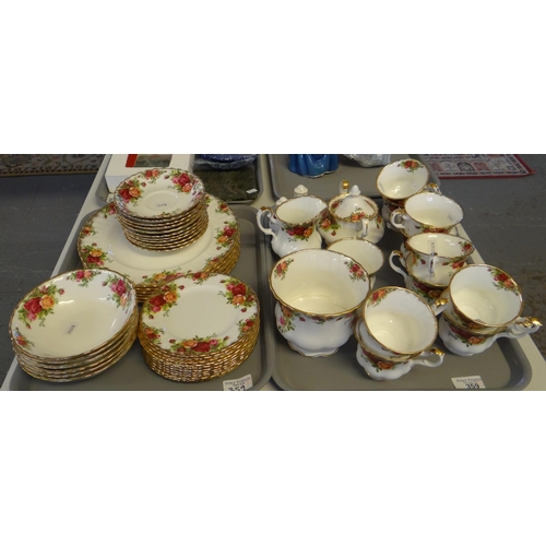 359 - Two trays of Royal Albert 'Old Country Roses' design teaware to include: teacups and saucers, variou... 