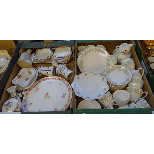 388 - Four boxes of china to include: Roslyn 'Whispering Grass' design teaware, Japanese Noritake and othe... 