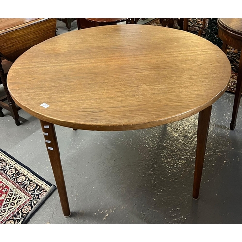 487 - 1960s/70s teak G Plan style circular kitchen table.  111 diameter x 73cm high approx.   (B.P. 21% + ... 