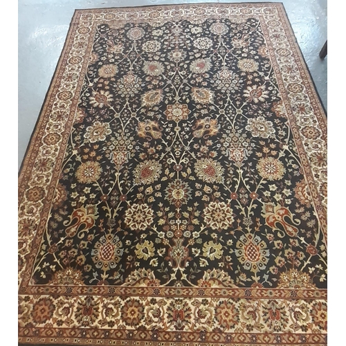 534 - Large Middle Eastern style blue ground floral and foliate carpet with repeating floral borders.  244... 