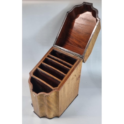 71 - Late 18th early 19th century mahogany serpentine knife box. (B.P. 21% + VAT)