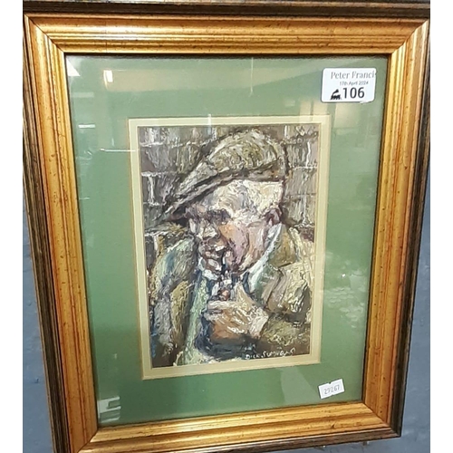 106 - Dick Summers (Welsh 20th/21st century), 'First Pipe of the Day', signed and inscribed verso.  Oils o... 