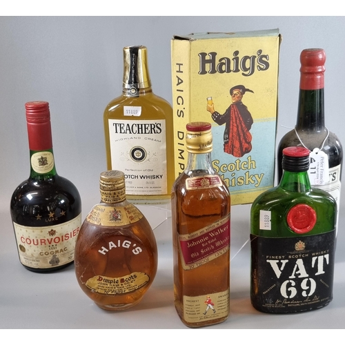 11 - Collection of alcoholic spirits to include: Haig's Dimple Scotch Whisky, one in original box, other ... 