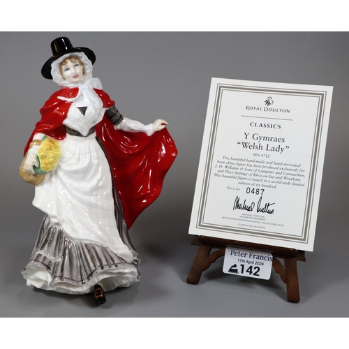 142 - Royal Doulton Classics bone china figurine Y Gymraes 'Welsh Lady' HN4712.  In original box and COA. ...