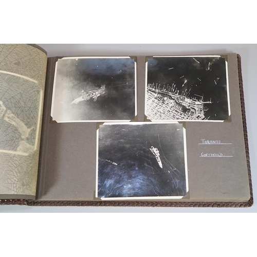 175 - Interesting WWII photograph album, featuring images of the Aircraft Carrier HMS Formidable at sea, s... 