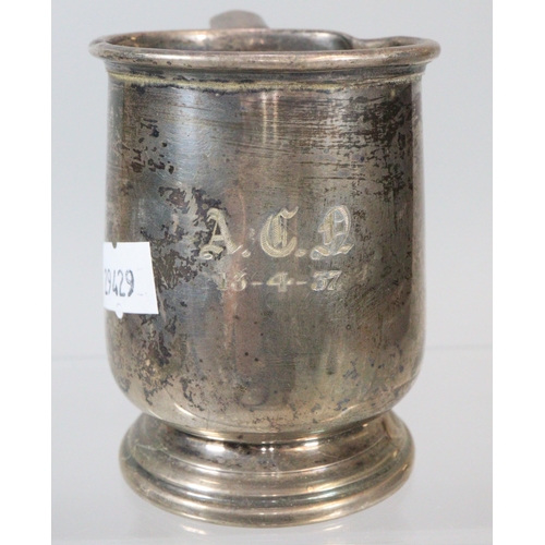 189 - George V silver christening mug, probably by Henry Tatton & Son. Birmingham hallmarks. 3.1 troy oz a... 