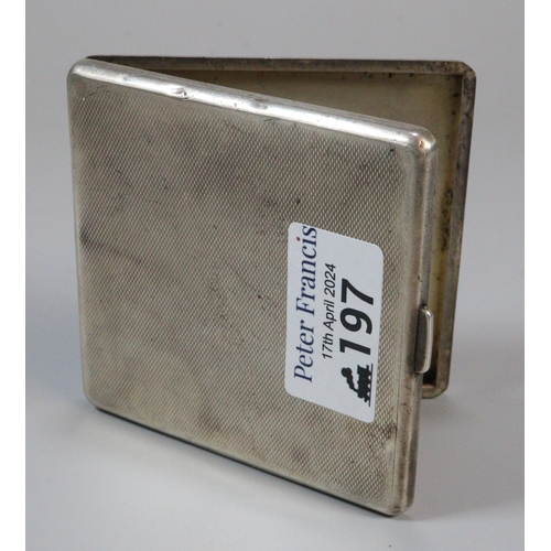 197 - George V silver engine-turned cigarette case, probably by Atkin Bros. Birmingham 1932. 3.8 troy oz. ... 