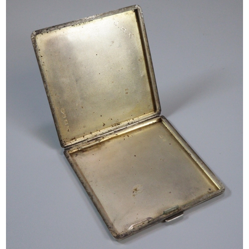 197 - George V silver engine-turned cigarette case, probably by Atkin Bros. Birmingham 1932. 3.8 troy oz. ... 