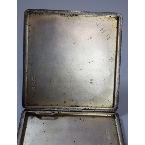 197 - George V silver engine-turned cigarette case, probably by Atkin Bros. Birmingham 1932. 3.8 troy oz. ... 