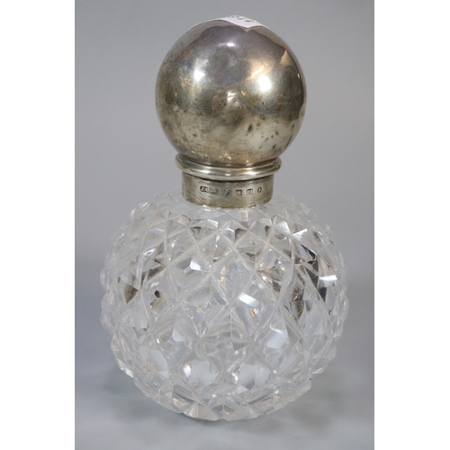 200 - Two silver topped and hobnail cut ladies scent bottles with star-cut bases (2) (B.P. 21% + VAT)