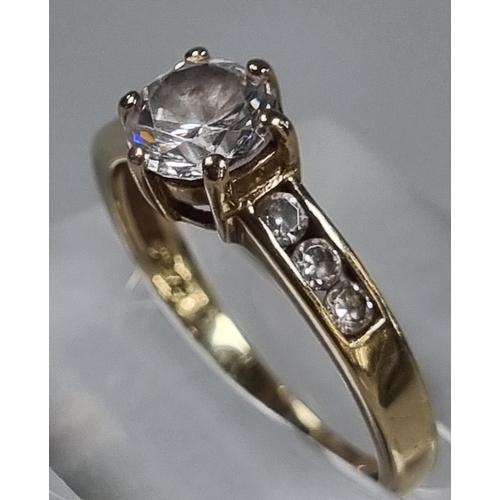 205 - 9ct gold and cubic zirconia solitaire design ring.  2.2g approx.  Size L1/2.  (B.P. 21% + VAT)