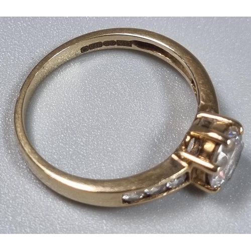 205 - 9ct gold and cubic zirconia solitaire design ring.  2.2g approx.  Size L1/2.  (B.P. 21% + VAT)