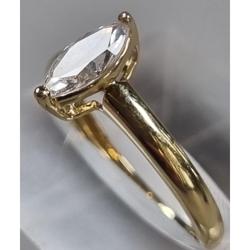 211 - Modern 14ct gold and white stone solitaire style ring.  1.4g approx.  Size J1/2.  (B.P. 21% + VAT)