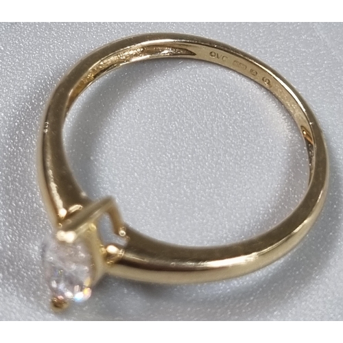 211 - Modern 14ct gold and white stone solitaire style ring.  1.4g approx.  Size J1/2.  (B.P. 21% + VAT)