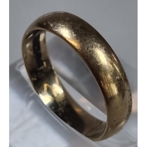 215 - 9ct gold wedding band.  2.8g approx.  Size m1/2.  (B.P. 21% + VAT)