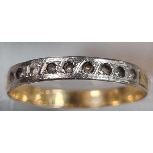 217 - Yellow metal engraved half eternity style ring.  2g approx.  Size P.  (B.P. 21% + VAT)