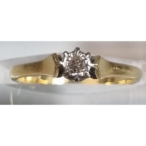 219 - 18ct gold diamond solitaire ring.  2.4g approx.  size L.  (B.P. 21% + VAT)