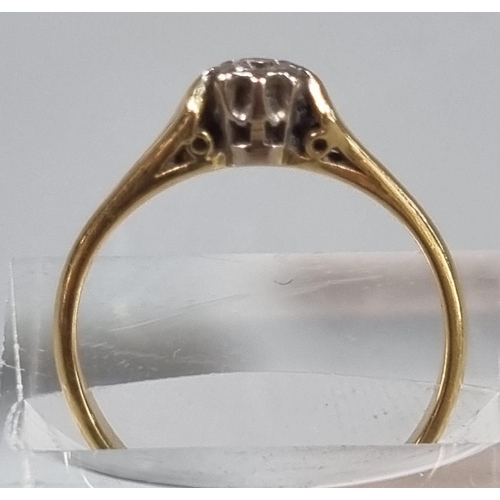 219 - 18ct gold diamond solitaire ring.  2.4g approx.  size L.  (B.P. 21% + VAT)